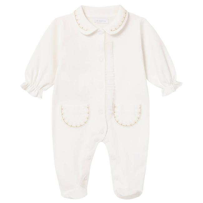 Picture of Sofija Baby Princess Front Opening Babygrow - Ivory