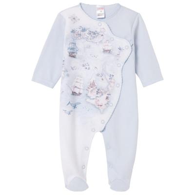 Picture of Sofija Baby Boys Traveller Front Opening Babygrow - Blue