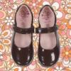 Picture of Lelli Kelly Classic School Dolly Shoe G Fitting - Brown Patent