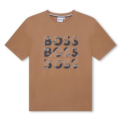Picture of BOSS Boys Repeat Logo T-shirt - Beige