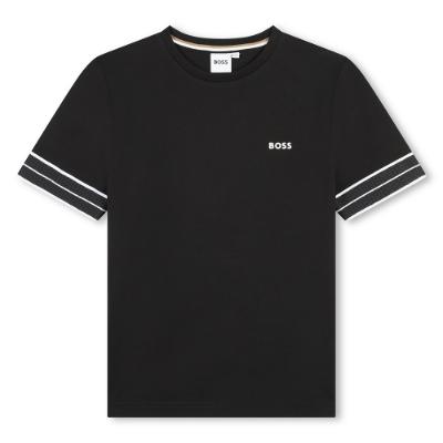 Picture of BOSS Boys Stripe Arm Logo T-shirt - Black