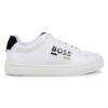 Picture of BOSS Boys Lace Up Leather Logo Trainers - White