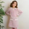 Picture of Abel & Lula Girls Winter Collection Houndstooth Top & Skirt Set - Pink Ivory