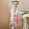 Picture of Abel & Lula Girls Winter Collection Houndstooth Pinafore Dress - Pink Ivory