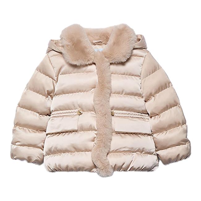 Picture of Abel & Lula Girls Winter Collection Detachable Hood Puffer  Coat - Champagne Beige