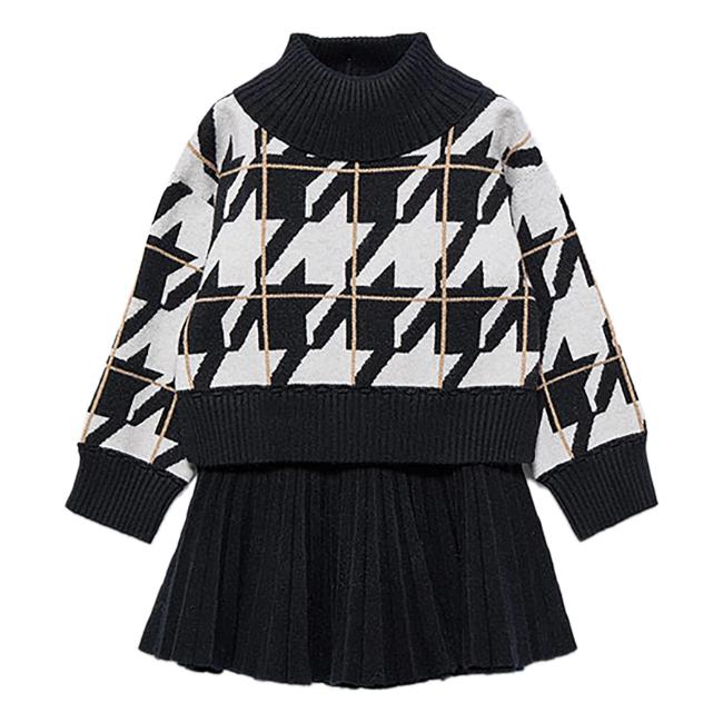 Picture of Abel & Lula Girls Winter Collection Sweater & Pleated Skirt Set X 2 - Black White