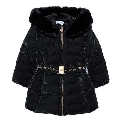 Picture of Abel & Lula Girls Winter Collection Logo Belted Coat - Black