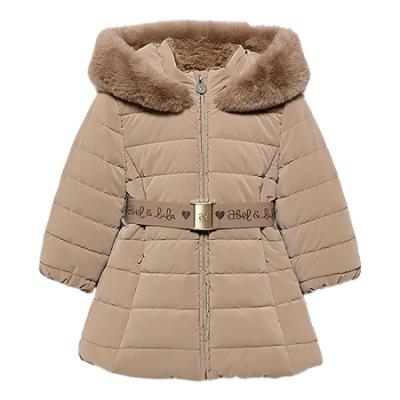 Picture of Abel & Lula Girls Winter Collection Logo Belted Coat - Camel