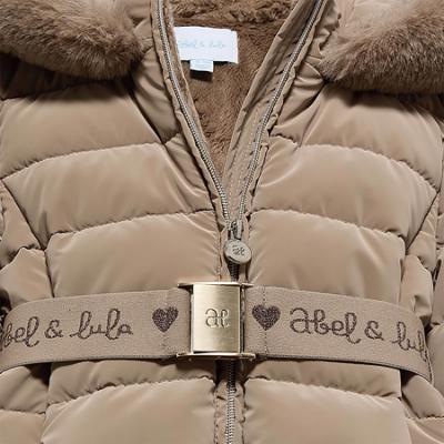 Picture of Abel & Lula Girls Winter Collection Logo Belted Coat - Camel