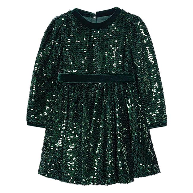 Picture of Abel & Lula Girls Winter Collection Sequin & Velvet Party Dress - Green