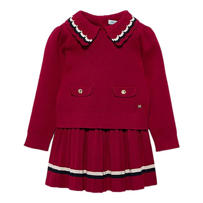 Picture of Abel & Lula Girls Winter Collection Sweater & Pleated Skirt Set X 2 - Red White Navy