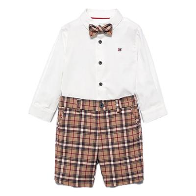 Picture of PRE ORDER Abel & Lula Toddler Boys Winter Collection Shirt & Check Shorts Set X 3 - Camel White 