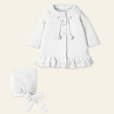 Picture of Mac Ilusion Baby Admirar Collection Girls Knitted Coat & Bonnet Set X 2 - White