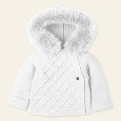 Picture of Mac Ilusion Baby Abrazar Collection Knitted Coat With Hood - White