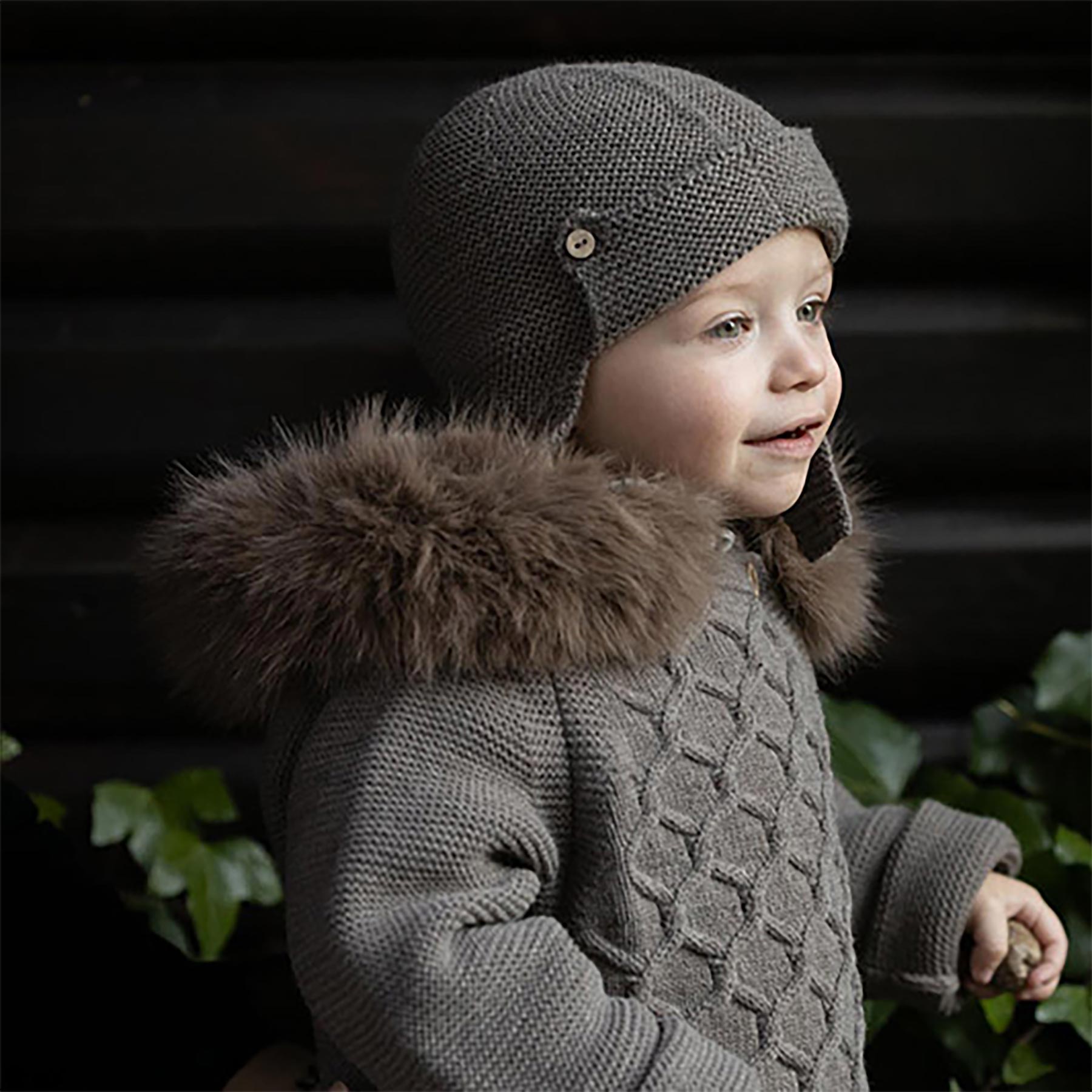 Mac Ilusion Baby Abrazar Collection Knitted Coat With Hood Moka Brown