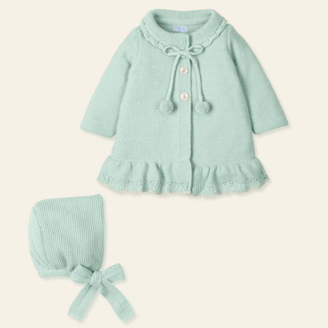 Picture of Mac Ilusion Baby Admirar Collection Girls Knitted Coat & Bonnet Set X 2 - Ambrosia Green