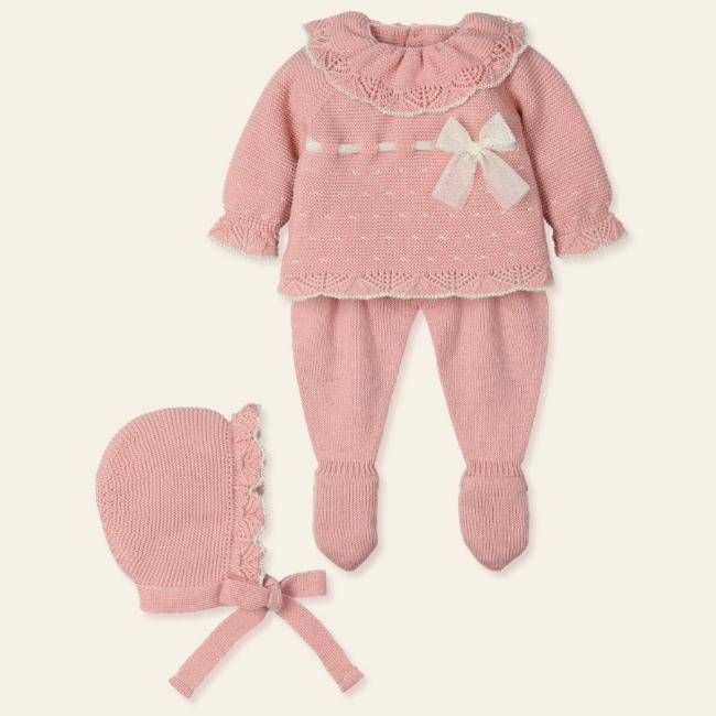 Picture of Mac Ilusion Baby Admirar Collection Knitted Sweater Leggings Bonnet Set X 3 - Orchid Pink