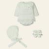 Picture of Mac Ilusion Baby Iluminar Collection Muslin Lace Trimmed Sweater Culotte Bonnet Booties Set X 5 - Ivory 