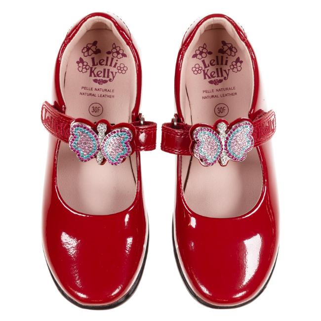 Picture of Lelli Kelly Luna 2 With Detachable Butterfly School Shoe F Fitting - Red Patent 