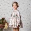 Picture of Abuela Tata Girls Winter Floral Print Ruffle Dress - Beige Pink Kharki