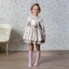 Picture of Abuela Tata Girls Winter Floral Print Ruffle Dress - Beige Pink Kharki