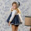 Picture of Abuela Tata Baby Girls Velvet Dress Set X 3 - Ivory Navy Blue