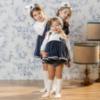 Picture of Abuela Tata Baby Girls Velvet Dress Set X 3 - Ivory Navy Blue