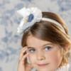 Picture of Abuela Tata Girls Velvet & Lace Headband - Ivory Navy Blue