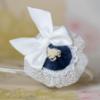 Picture of Abuela Tata Girls Velvet & Lace Headband - Ivory Navy Blue