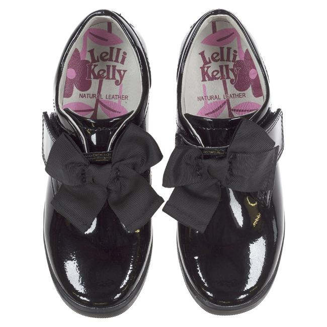 Picture of Lelli Kelly Girls Elizabeth Bow School Shoe F Fitting - Black Patent 