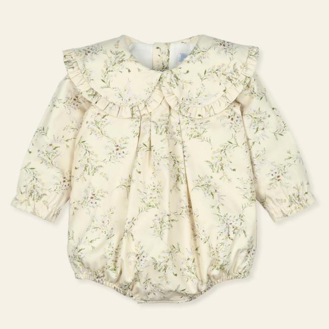 Picture of Mac Ilusion Baby Mimar Collection Girls Floral Romper with Oversized Collar - Beige Lilac