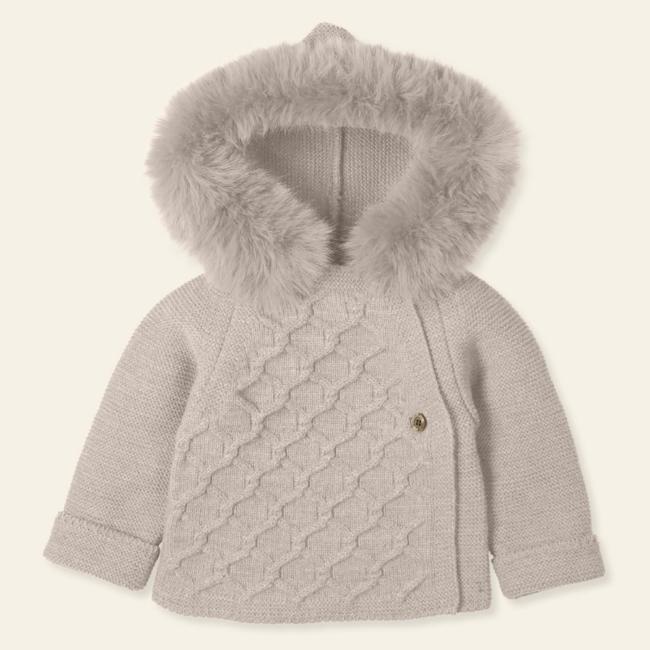 Picture of Mac Ilusion Baby Abrazar Collection Knitted Coat With Hood - Nut Beige