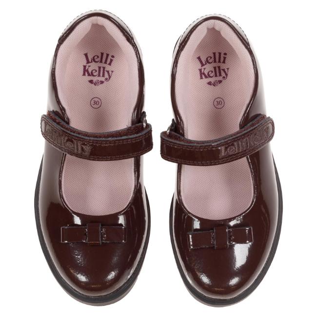 Picture of Lelli Kelly Jolie Front Bow School Shoe - Brown Patent 