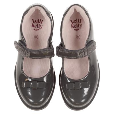 Picture of Lelli Kelly Jolie Front Bow School Shoe - Grey Patent