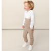 Picture of Caramelo Kids Boys Pique Zip Neck Long Sleeve Polo Set Set - White Beige