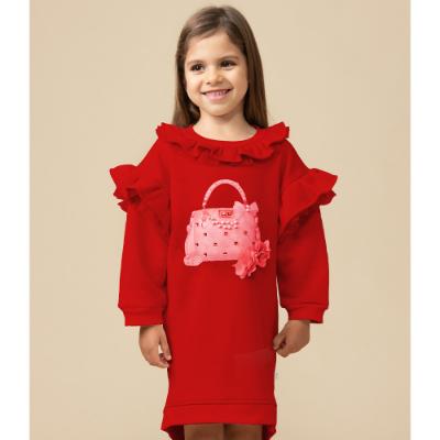 Picture of Caramelo Kids Girls Handbag Ruffle Sweatshirt Dress - Red