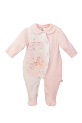 Picture of First Baby Girls  Front Fastening Unicorn Print Babygrow - Pink 