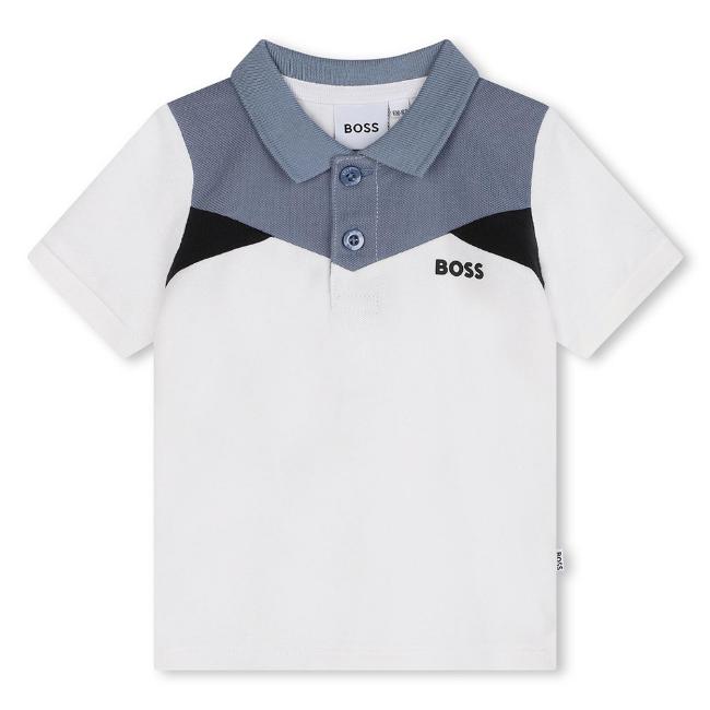 Picture of BOSS Toddler Boys Colourblock Polo Shirt - White Blue