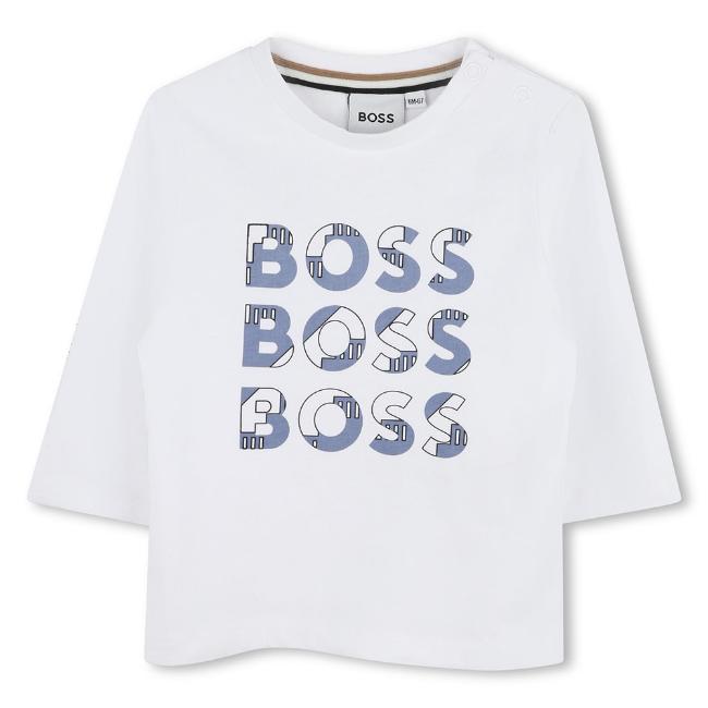 Picture of BOSS Toddler Boys Long Sleeved Repeat Logo T-shirt - White