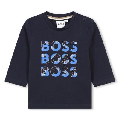 Picture of BOSS Toddler Boys Long Sleeved Repeat Logo T-shirt - Navy