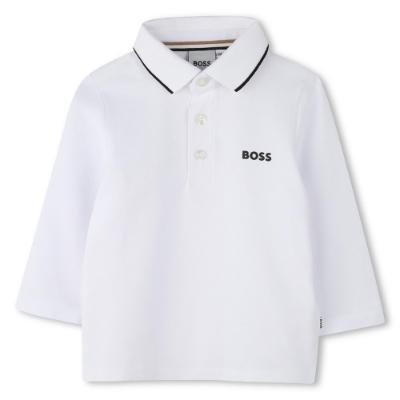 Picture of BOSS Toddler Boys Long Sleeved Logo Polo Shirt - White