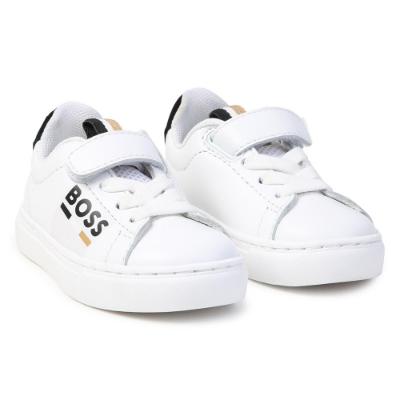 Picture of PRE-ORDER BOSS Toddler Boys Easy-On Logo Trainers - White