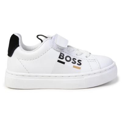 Picture of PRE-ORDER BOSS Toddler Boys Easy-On Logo Trainers - White