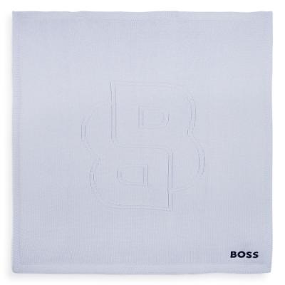 Picture of BOSS Baby Boys Knitted Cotton Logo Blanket - Blue