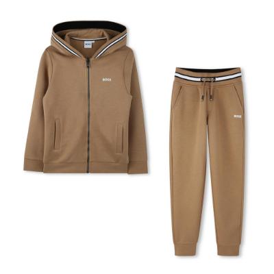 Picture of BOSS Boys Zip Up Tracksuit Set - Beige