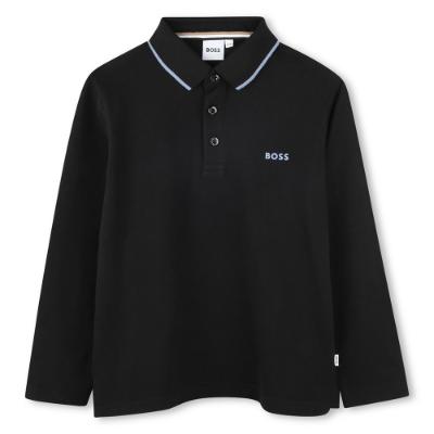 Picture of BOSS Boys Classic Long Sleeved Logo Polo Shirt - Black