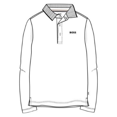 Picture of BOSS Boys Classic Long Sleeved Logo Polo Shirt - White