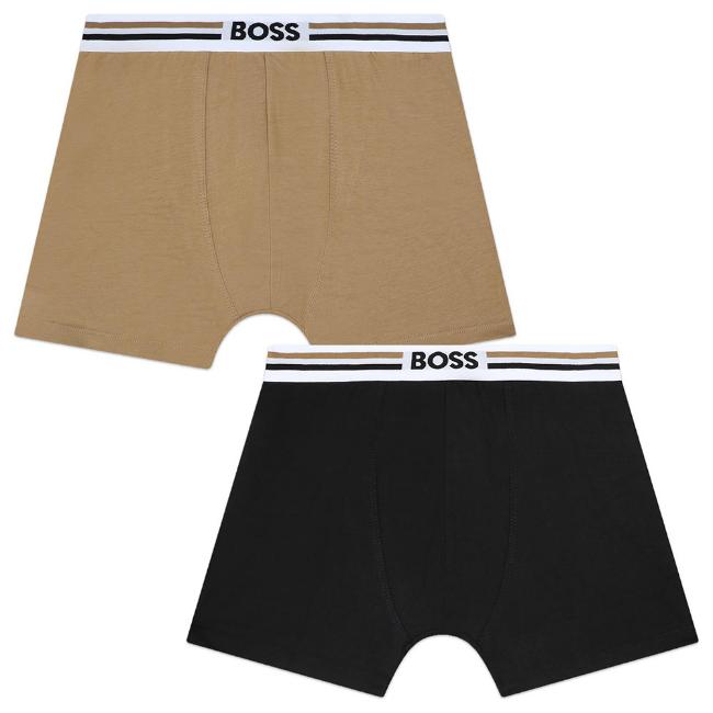 Picture of BOSS Boys 2 Pack Boxer Shorts - Black Beige