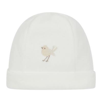 Picture of Deolinda Baby Birdy Velour Hat With Embroidery - Ivory