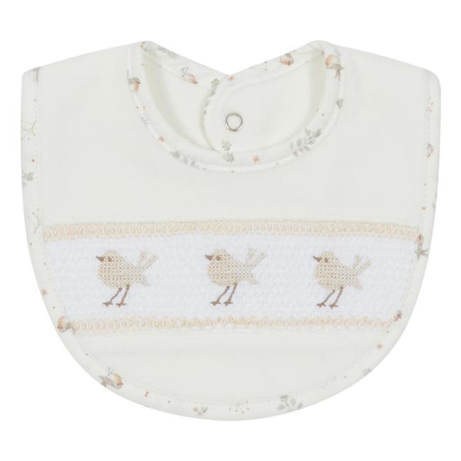 Picture of Deolinda Baby Birdy Velour Bib With Embroidery - Ivory 